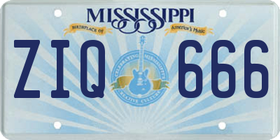 MS license plate ZIQ666