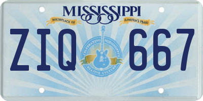 MS license plate ZIQ667