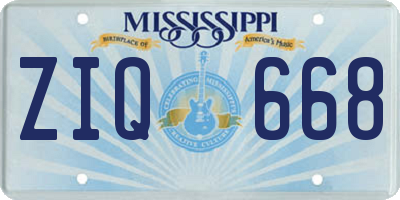 MS license plate ZIQ668