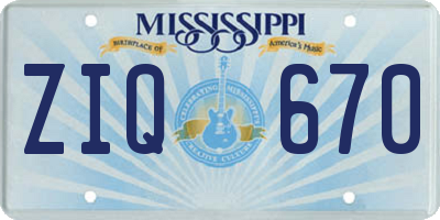 MS license plate ZIQ670
