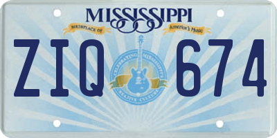 MS license plate ZIQ674