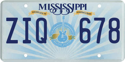 MS license plate ZIQ678