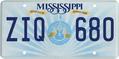 MS license plate ZIQ680