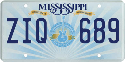 MS license plate ZIQ689