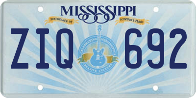 MS license plate ZIQ692
