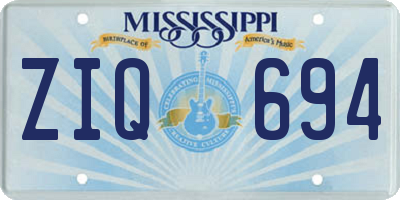 MS license plate ZIQ694