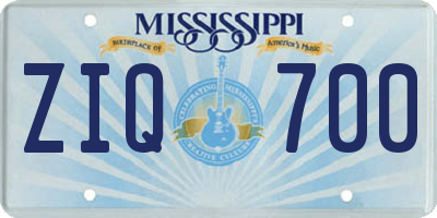 MS license plate ZIQ700