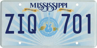 MS license plate ZIQ701