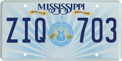 MS license plate ZIQ703