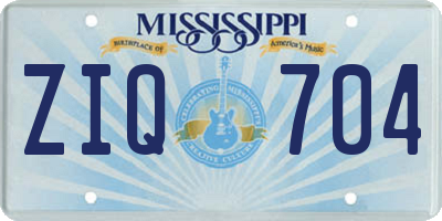 MS license plate ZIQ704