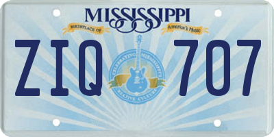 MS license plate ZIQ707