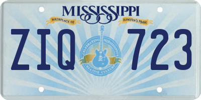 MS license plate ZIQ723