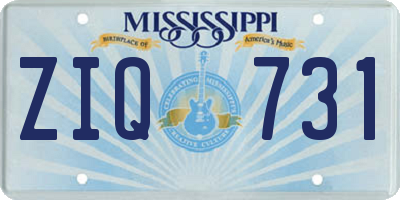MS license plate ZIQ731