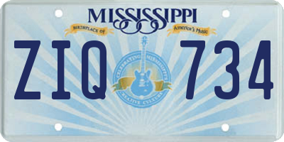 MS license plate ZIQ734