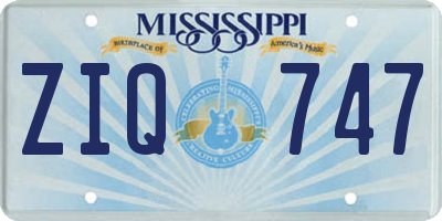 MS license plate ZIQ747