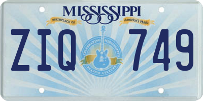 MS license plate ZIQ749