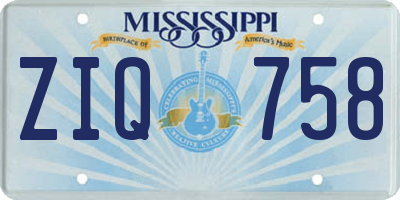 MS license plate ZIQ758