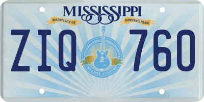 MS license plate ZIQ760