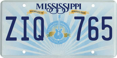 MS license plate ZIQ765