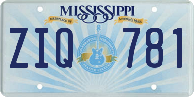 MS license plate ZIQ781