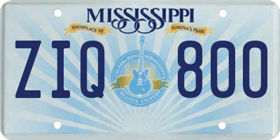 MS license plate ZIQ800