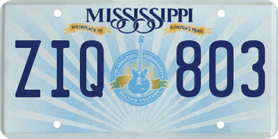 MS license plate ZIQ803