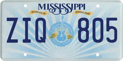 MS license plate ZIQ805