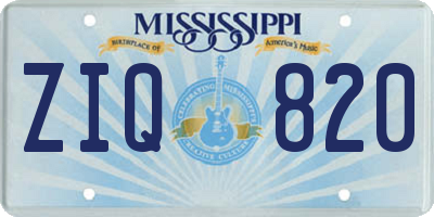 MS license plate ZIQ820