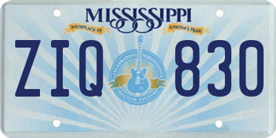 MS license plate ZIQ830