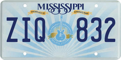 MS license plate ZIQ832