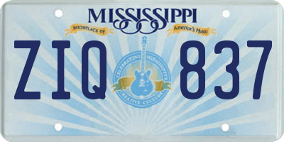 MS license plate ZIQ837