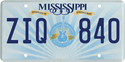 MS license plate ZIQ840