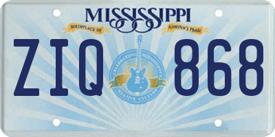 MS license plate ZIQ868