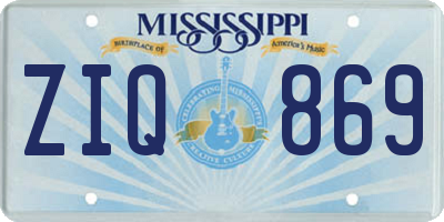 MS license plate ZIQ869