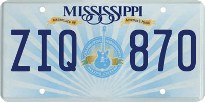 MS license plate ZIQ870