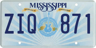 MS license plate ZIQ871