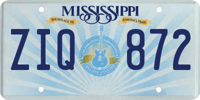 MS license plate ZIQ872