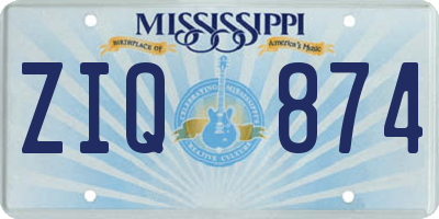 MS license plate ZIQ874