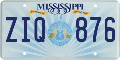 MS license plate ZIQ876