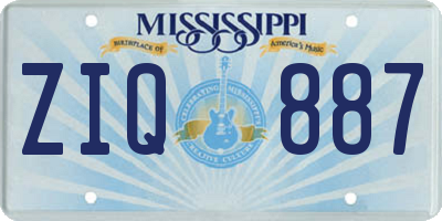 MS license plate ZIQ887