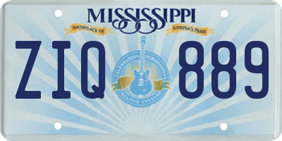 MS license plate ZIQ889