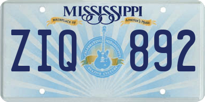 MS license plate ZIQ892