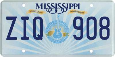 MS license plate ZIQ908