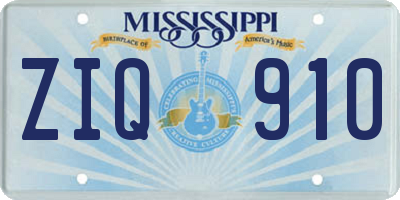 MS license plate ZIQ910