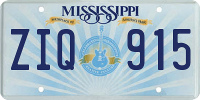 MS license plate ZIQ915