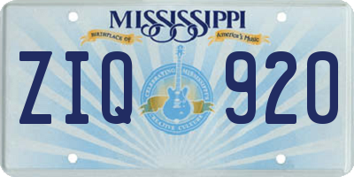 MS license plate ZIQ920