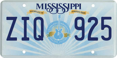 MS license plate ZIQ925