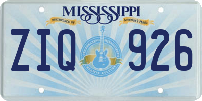 MS license plate ZIQ926