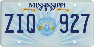MS license plate ZIQ927