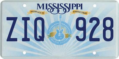 MS license plate ZIQ928